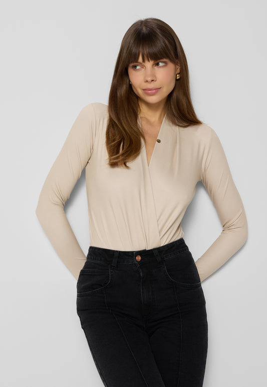 LOMMA beige bodysuit with a deep V-shaped neckline