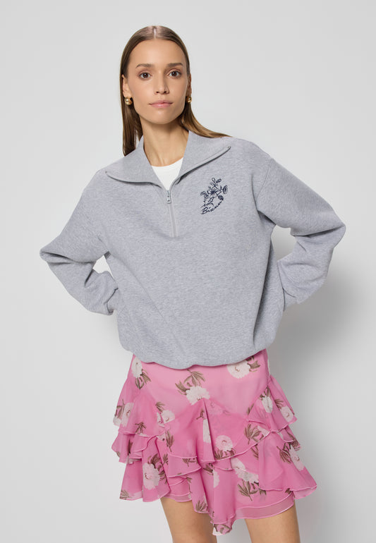 Cotton half-zip sweatshirt in gray color TANSY