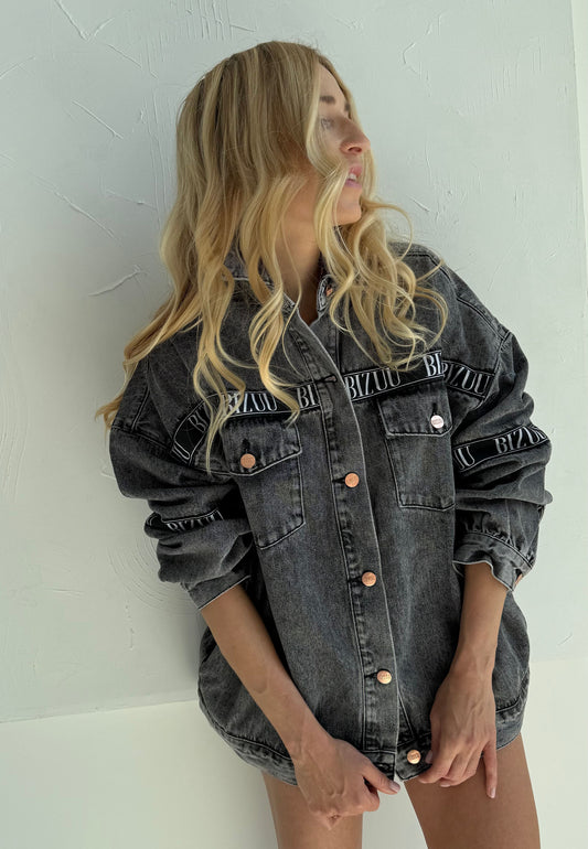 Denim jacket with branded stripes PASSA