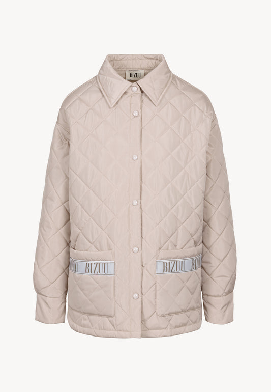 Beige oversized quilted women's jacket MARIN
