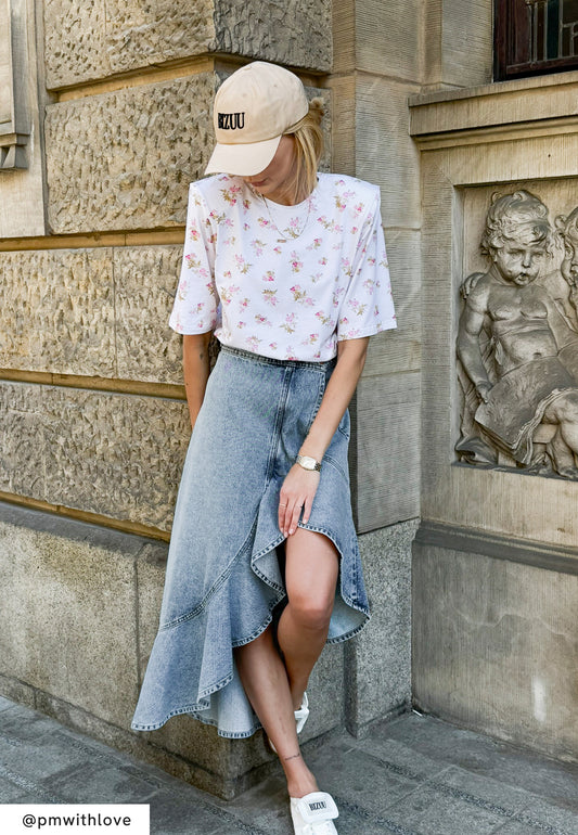 Denim skirt with ruffle NIIA blue