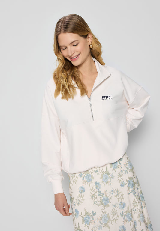CHAMP cream sweatshirt with logo and collar