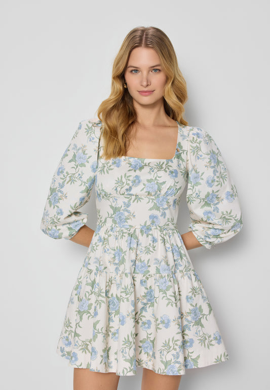Cream mini dress with floral print CHARELLA