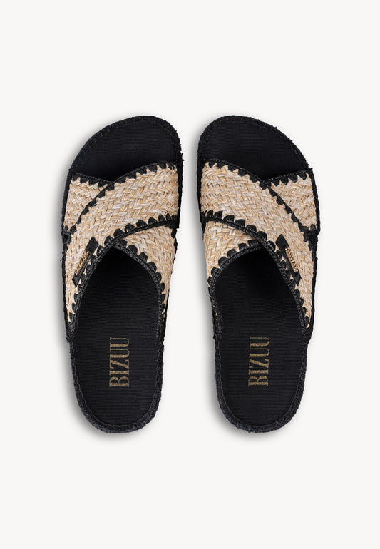 LETI flip-flops with braided strap, top view.