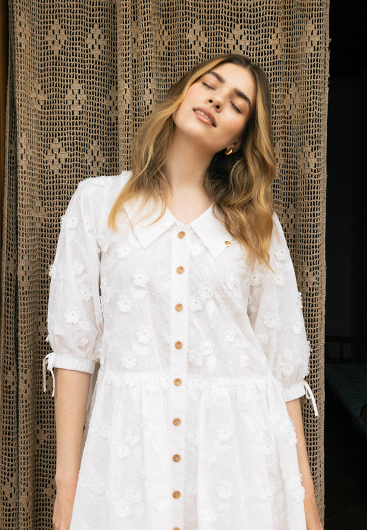 White loose mini dress VIKKA