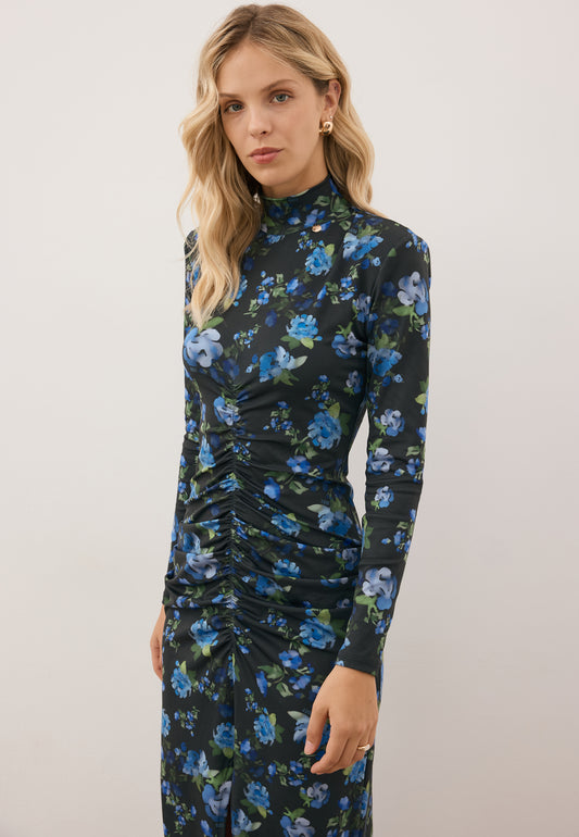 Black midi dress with turtleneck BRIDGEE