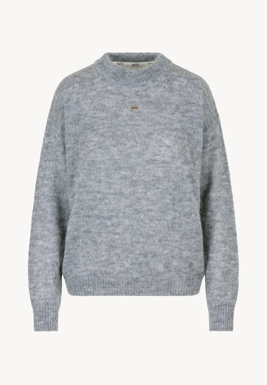 Gray wool FAROA sweater with front logo.