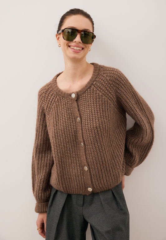 Brown sweater with branded buttons ORNAMY