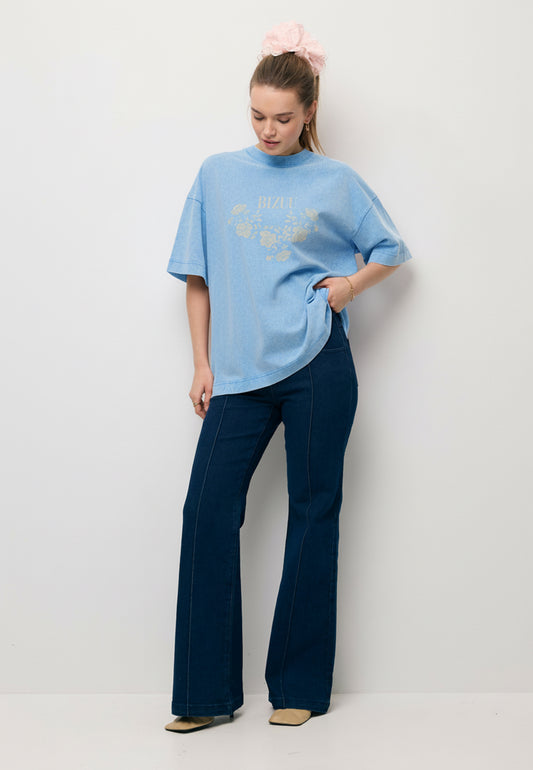 Blue oversized T-shirt with appliqué PAPLYS