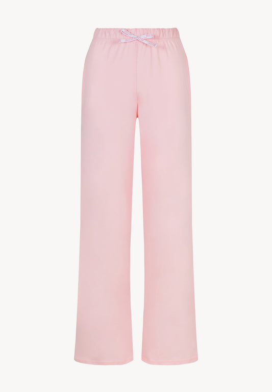 Front view of the SAMPAJO pajama trousers in pink.