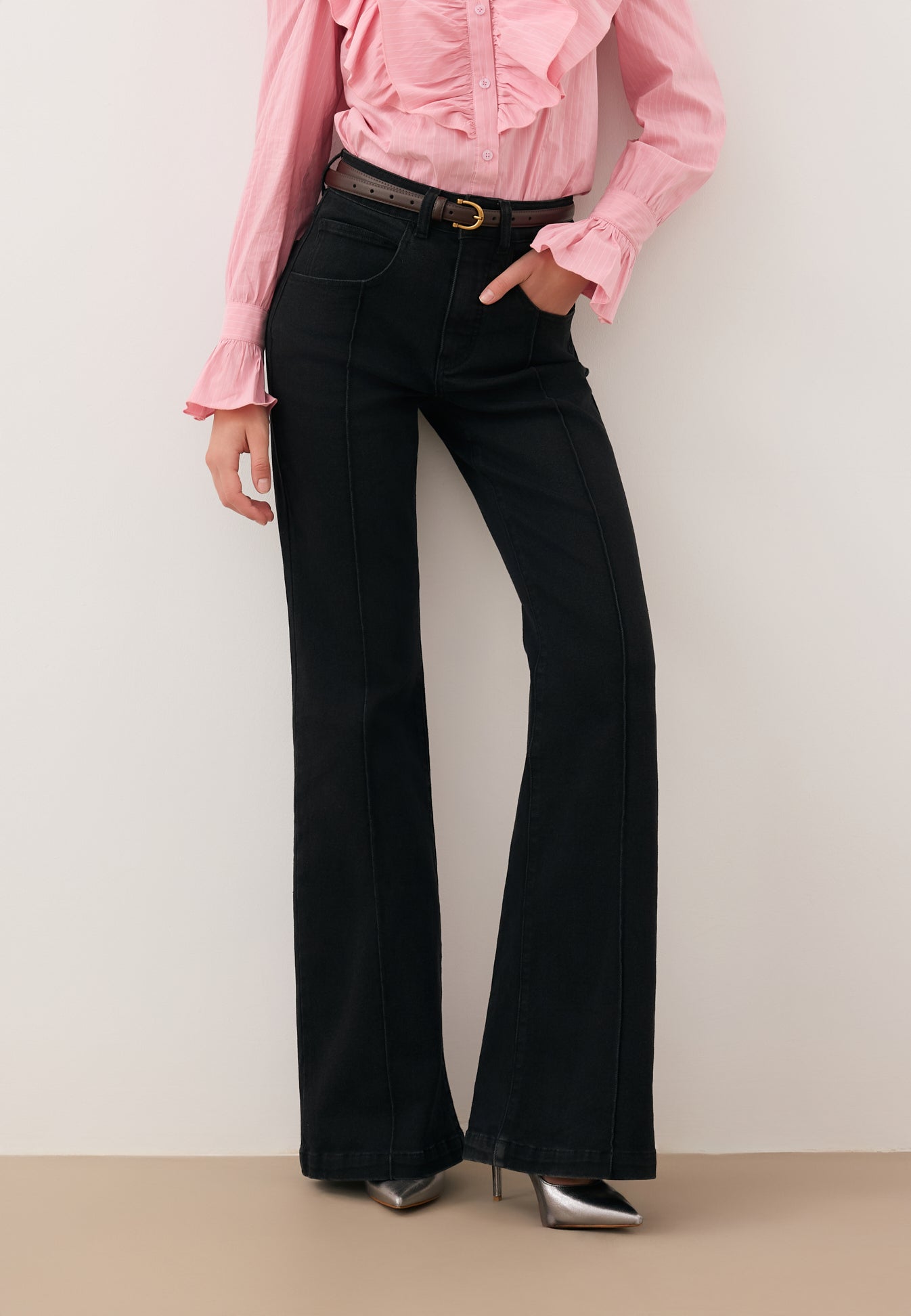 Black women's bell-bottom pants BELINNA Bizuu Black women's bell-bottom pants BELINNA Bizuu