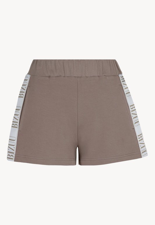 THORI taupe logo sweat shorts