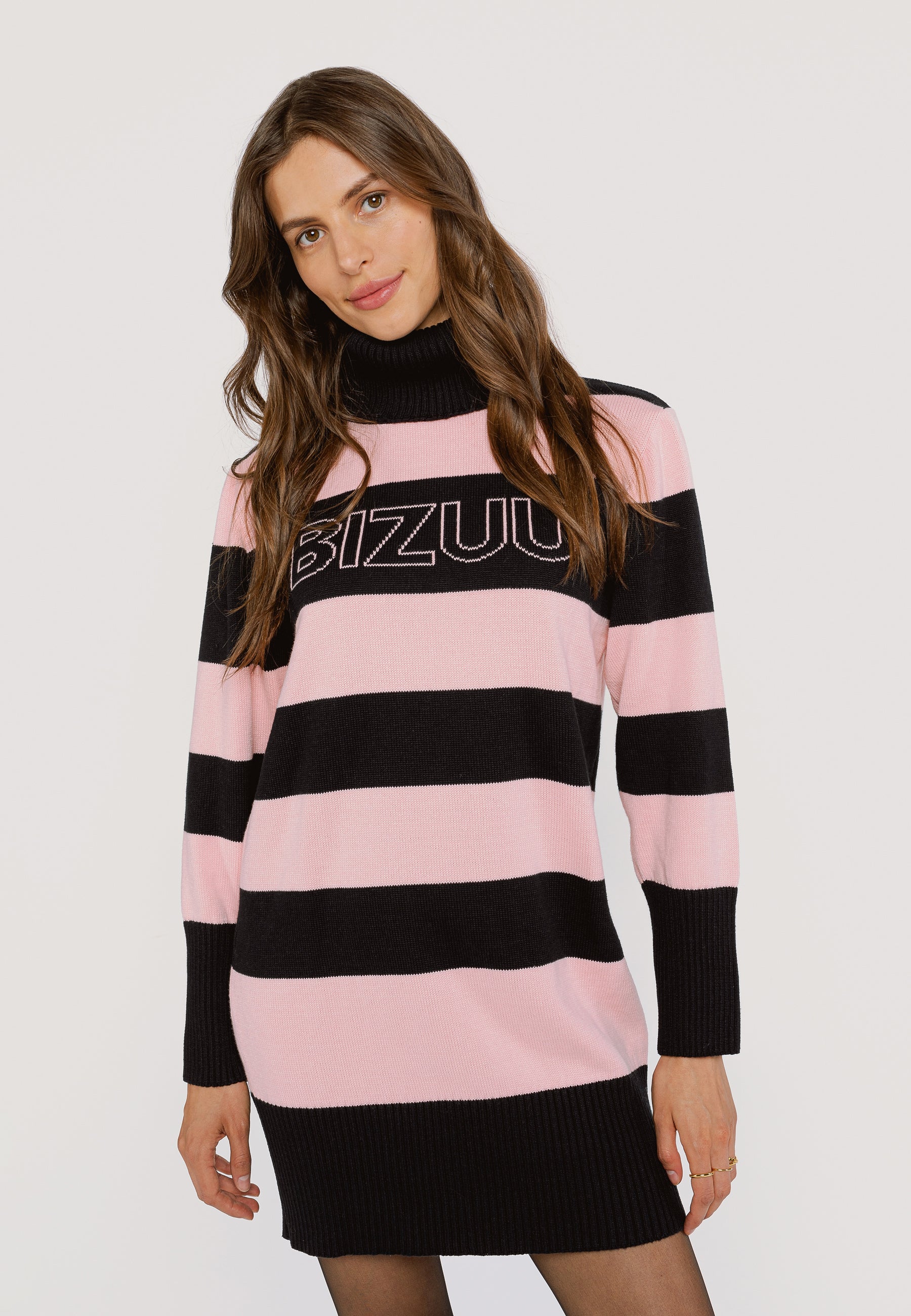 TAMIKA turtleneck sweater dress, black Bizuu TAMIKA turtleneck sweater dress, black Bizuu