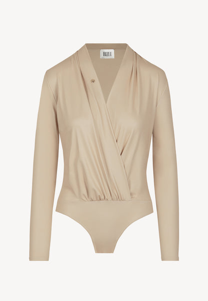  LOMMA beige bodysuit with a deep V-shaped neckline