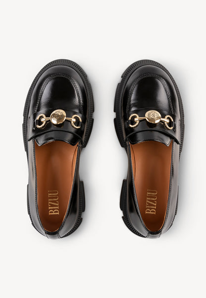 LESOTHO black leather moccasins