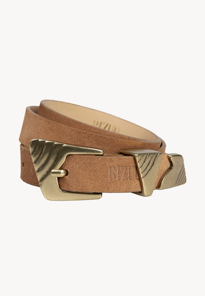 Leather belt with a gold buckle DIUNA brown