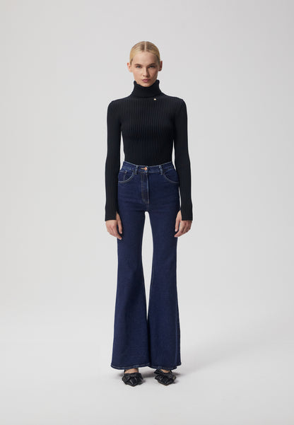 Ribbed women's turtleneck with a modal blend APPA in black