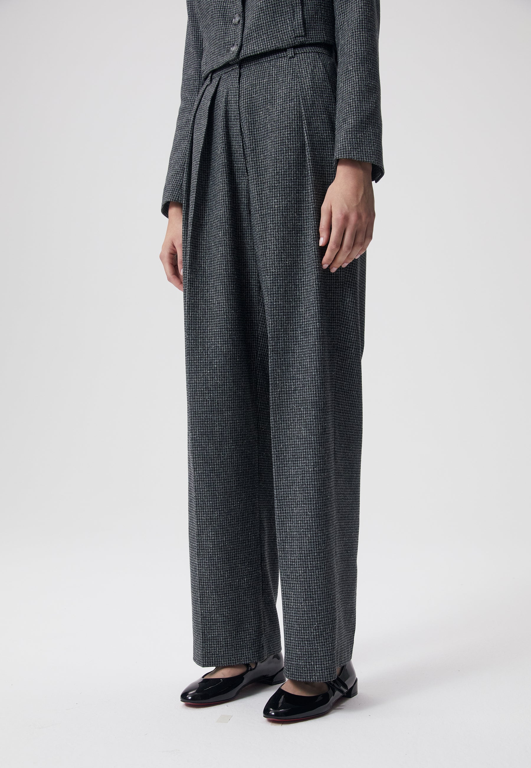 Wide-leg pants in a houndstooth pattern BANOS grey
