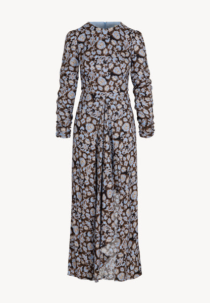 Maxi dress with floral pattern and long sleeves TULIPA