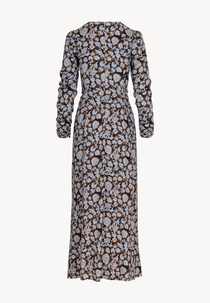 Maxi dress with floral pattern and long sleeves TULIPA