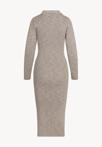 Knit dress with long sleeves and a collar NICKOLA beige