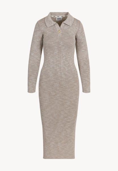 Knit dress with long sleeves and a collar NICKOLA beige