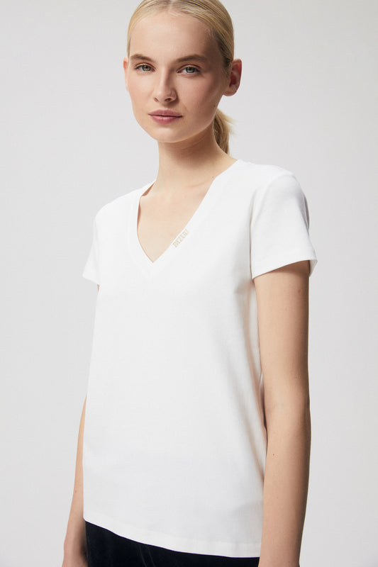 White FOKIA V-neck t-shirt