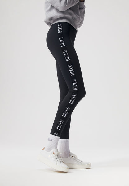 LEANDRA Leggings with logoed stripes, black