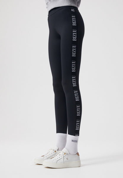 LEANDRA Leggings with logoed stripes, black