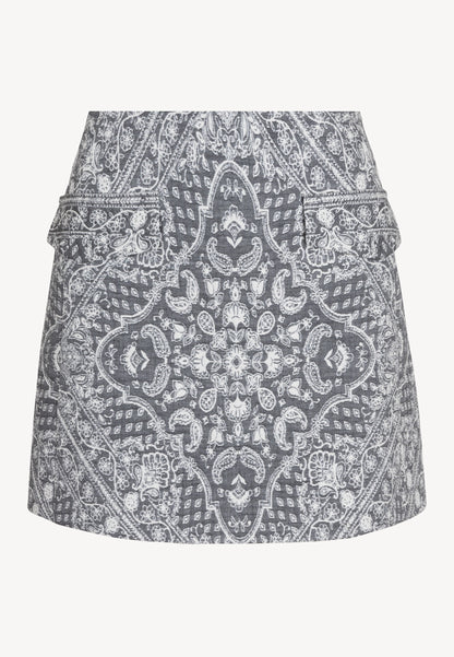 Mini trapeze skirt in ornamental pattern ADELLA in gray