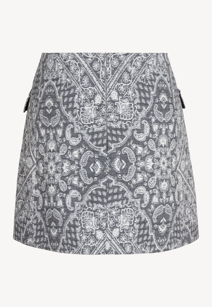 Mini trapeze skirt in ornamental pattern ADELLA in gray