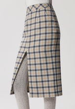Load image into Gallery viewer, Pencil skirt with slit and checkered pattern LIEGO in cream
