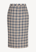 Load image into Gallery viewer, Pencil skirt with slit and checkered pattern LIEGO in cream
