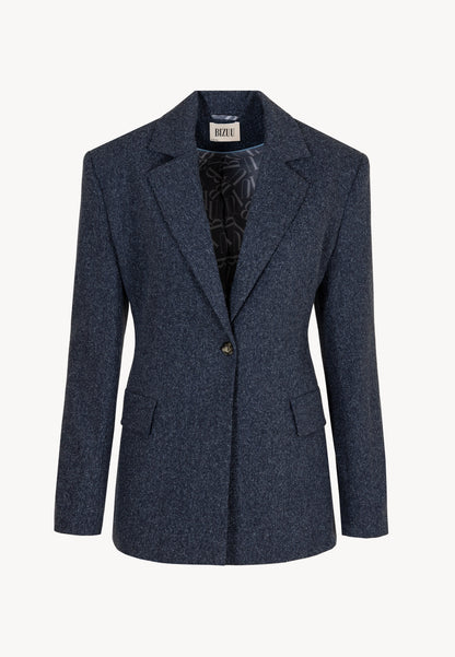 Fitted single-breasted women's blazer NEVETTA in navy blue