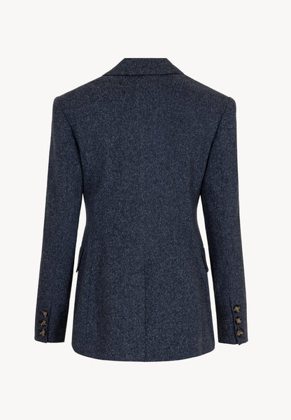 Fitted single-breasted women's blazer NEVETTA in navy blue