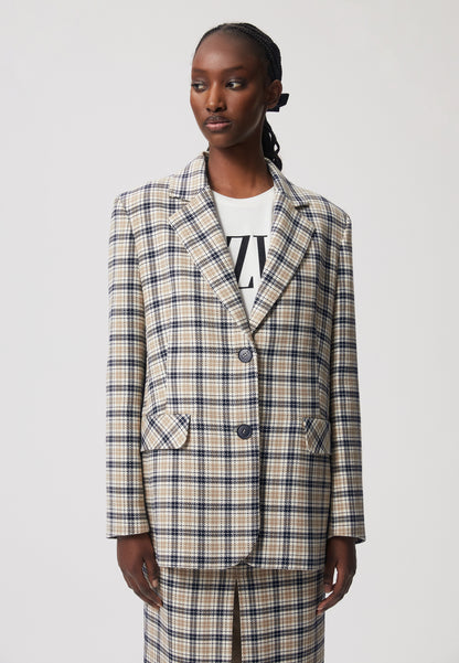 Checkered single-breasted blazer ELYSIA in cream