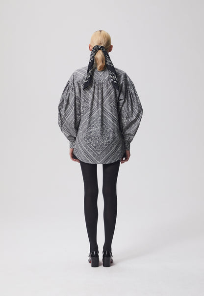 Oversized shirt with collar and custom print NORWA in gray