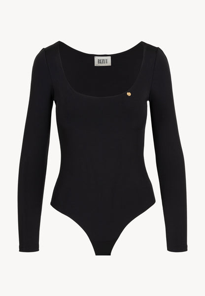 Long-sleeved bodysuit with deep neckline SANDY in black