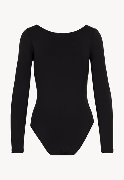 Long-sleeved bodysuit with deep neckline SANDY in black