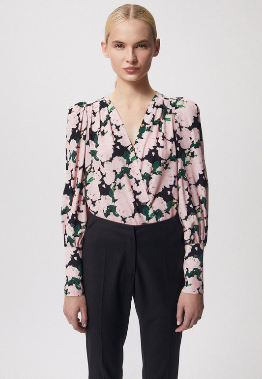 Floral wrap bodysuit with long sleeves ALILA in pink
