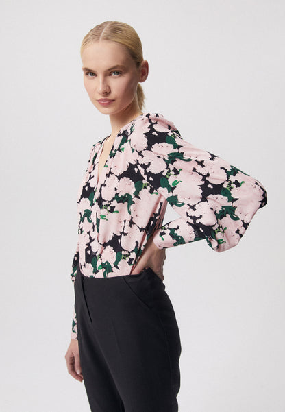 Floral wrap bodysuit with long sleeves ALILA in pink