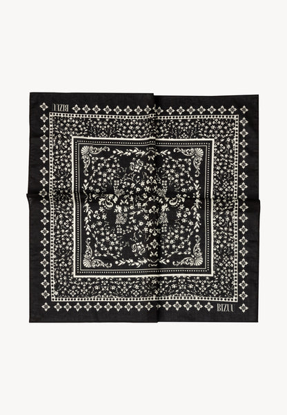 Cotton scarf in floral print SILVA in black