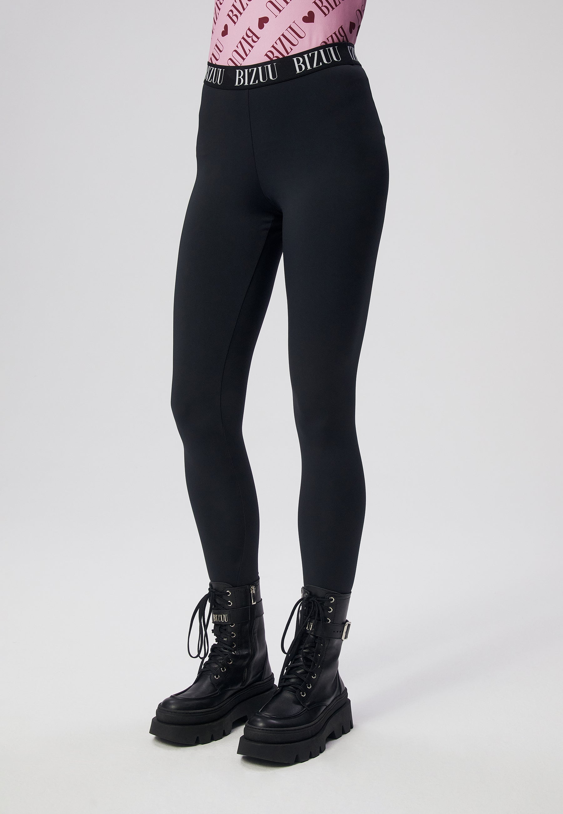 ADRIEN slim fit leggings with elastic waistband, black