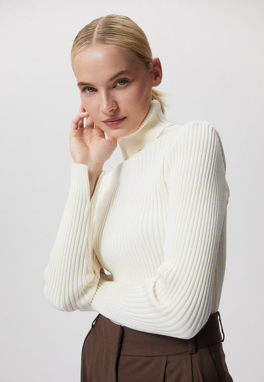 Ribbed women's turtleneck with modal blend APPA in cream