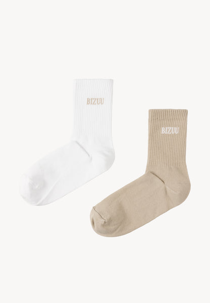 Two-pack of socks with ribbed cuffs SPORTY beige