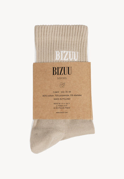 Two-pack of socks with ribbed cuffs SPORTY beige