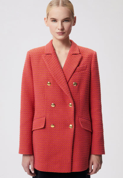 Short double-breasted tweed coat NIKA orange