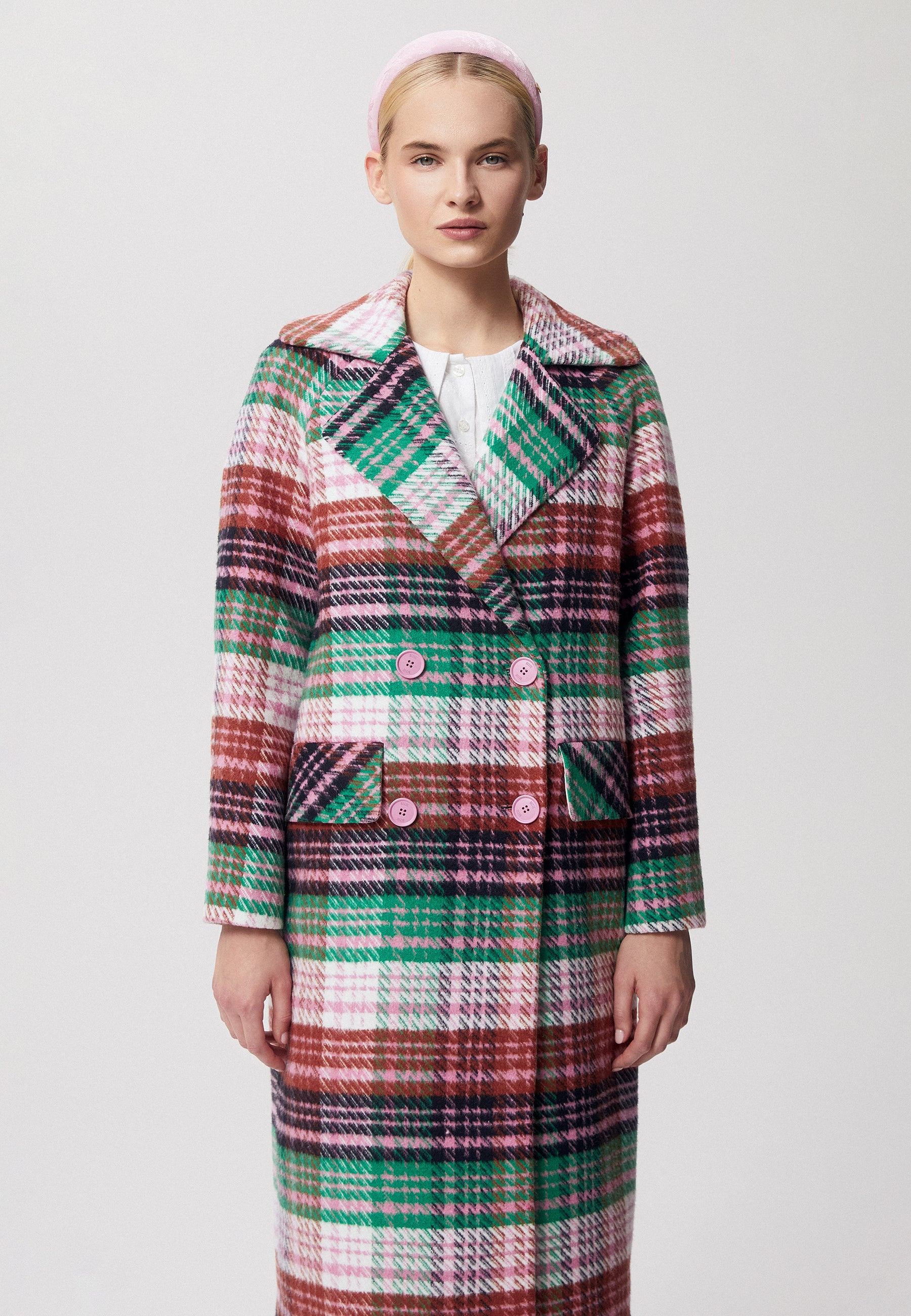Oversized double-breasted check coat AMI multicolored