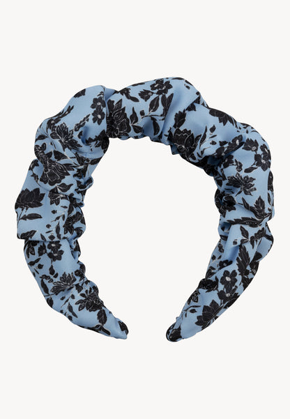 Blue headband with original floral print ELEONOR