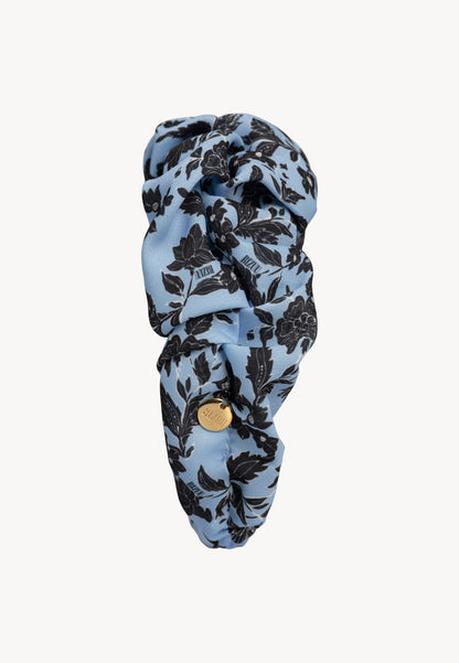 Blue headband with original floral print ELEONOR